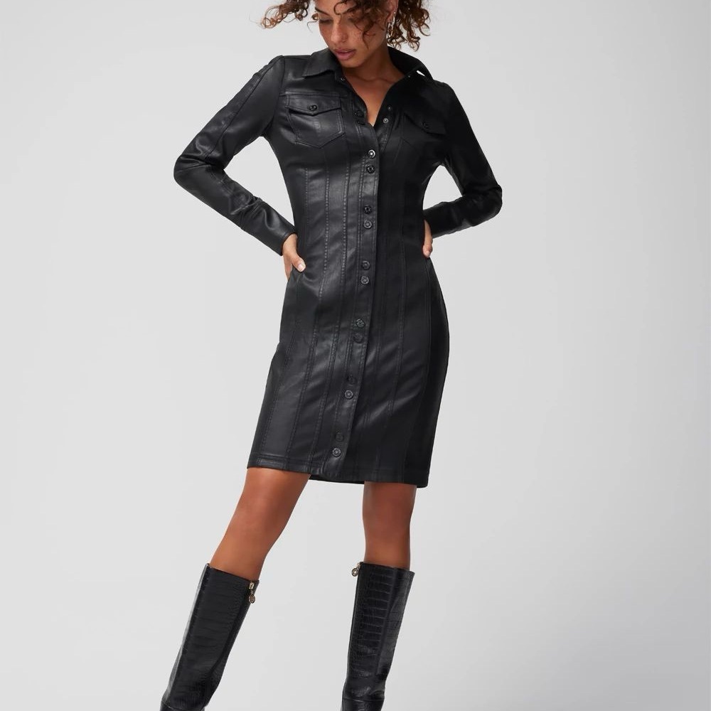 White House Black Market Black Leather Jacket Dress